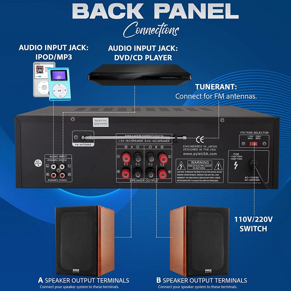 PyleHome PT250BA Wireless Bt Streming Receiver Amplifier - Image 3 of 4