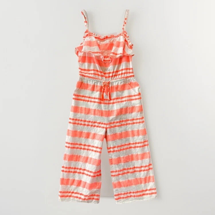 Boden Girls’ Size 6 Orange Sleeveless Ankle Romper