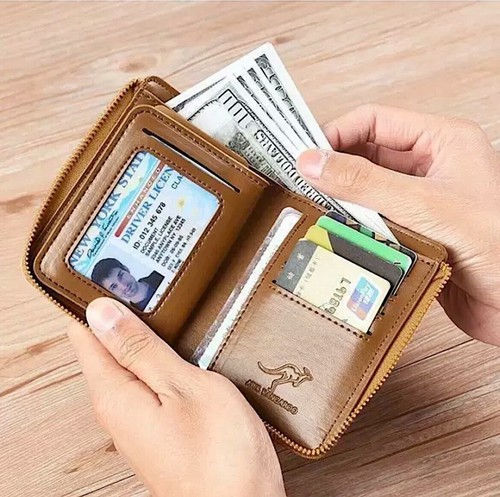 Waterproof Men's RFID Blocking PU Leather Wallet Credit Card Holder Zipper Purse - Picture 4 of 17