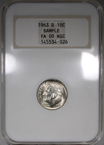 1963-D Roosevelt Dime NGC FA00 Sample Slab Old Thick Fatty Holder