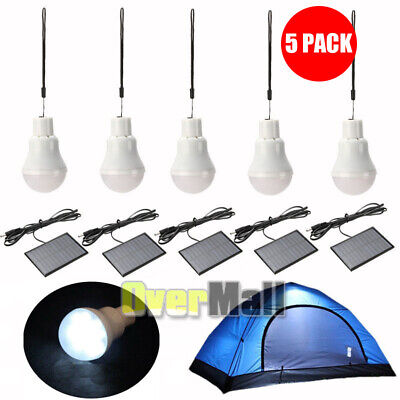 5 x Portable Solar Power LED Bulb Lamp Outdoor Lighting Camp Tent Fishing Light