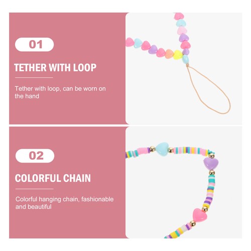 Set of 2 Buntes Liebeskette Handyanhänger Telefon Lanyard Halsband - 第 11/12 張圖片