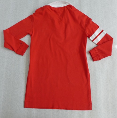 TOMMY HILFIGER Red Cotton Long Sleeve Polo Logo Dress Girl's Size 7 - Picture 4 of 15