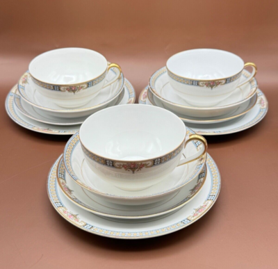 Noritake Japan, the Basel Total: 3 Bowls 3 Plates 3 Cups 3 Saucers