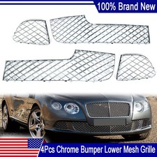 4pcs Chrome Bumper Lower Mesh Grille For Bentley Continental Gt Gtc 2012-15 Usa