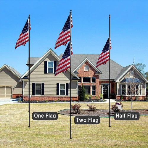 Flag Pole Kit Extra Thick Heavy Duty Aluminum Flagpole Outsides 25 FT - Picture 11 of 24