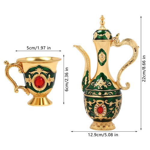 Turkish Tea Set Vintage Turkish Coffee Set with Pot and 6 Cups for Home Decor - Picture 11 of 22