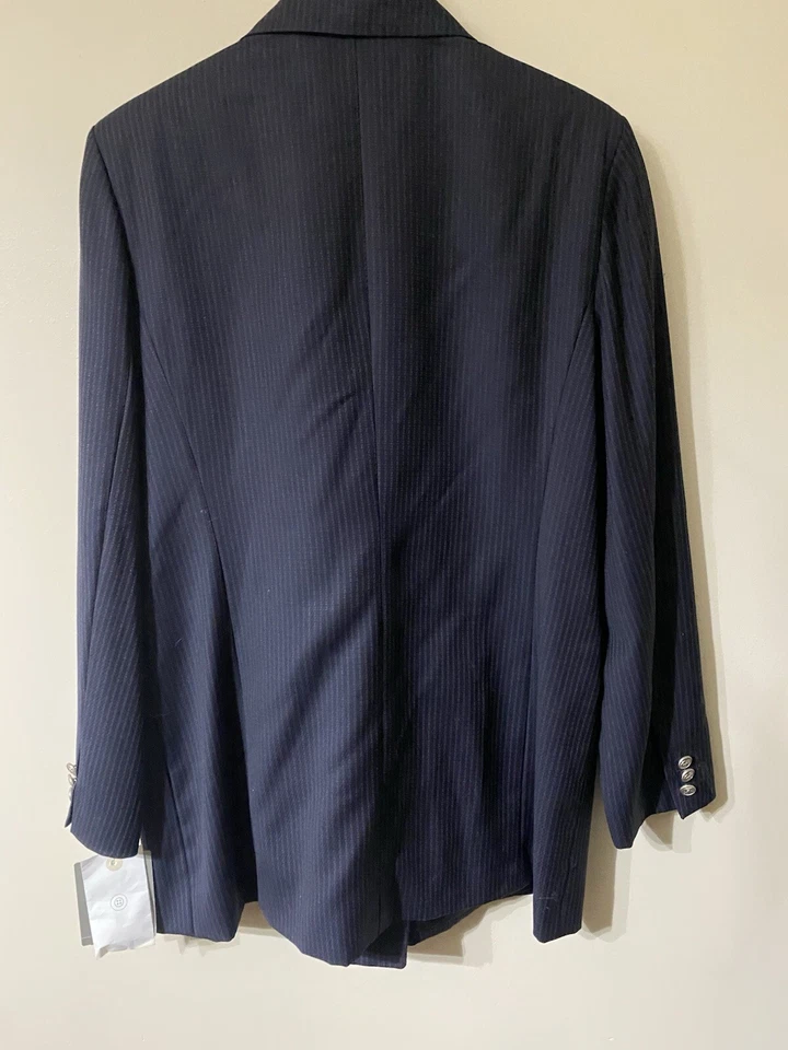 Blazer Clásico Liz Claiborne Lana Rayas Náutico Doble Pecho 12 Nuevo con Etiquetas Foto 3 de 4