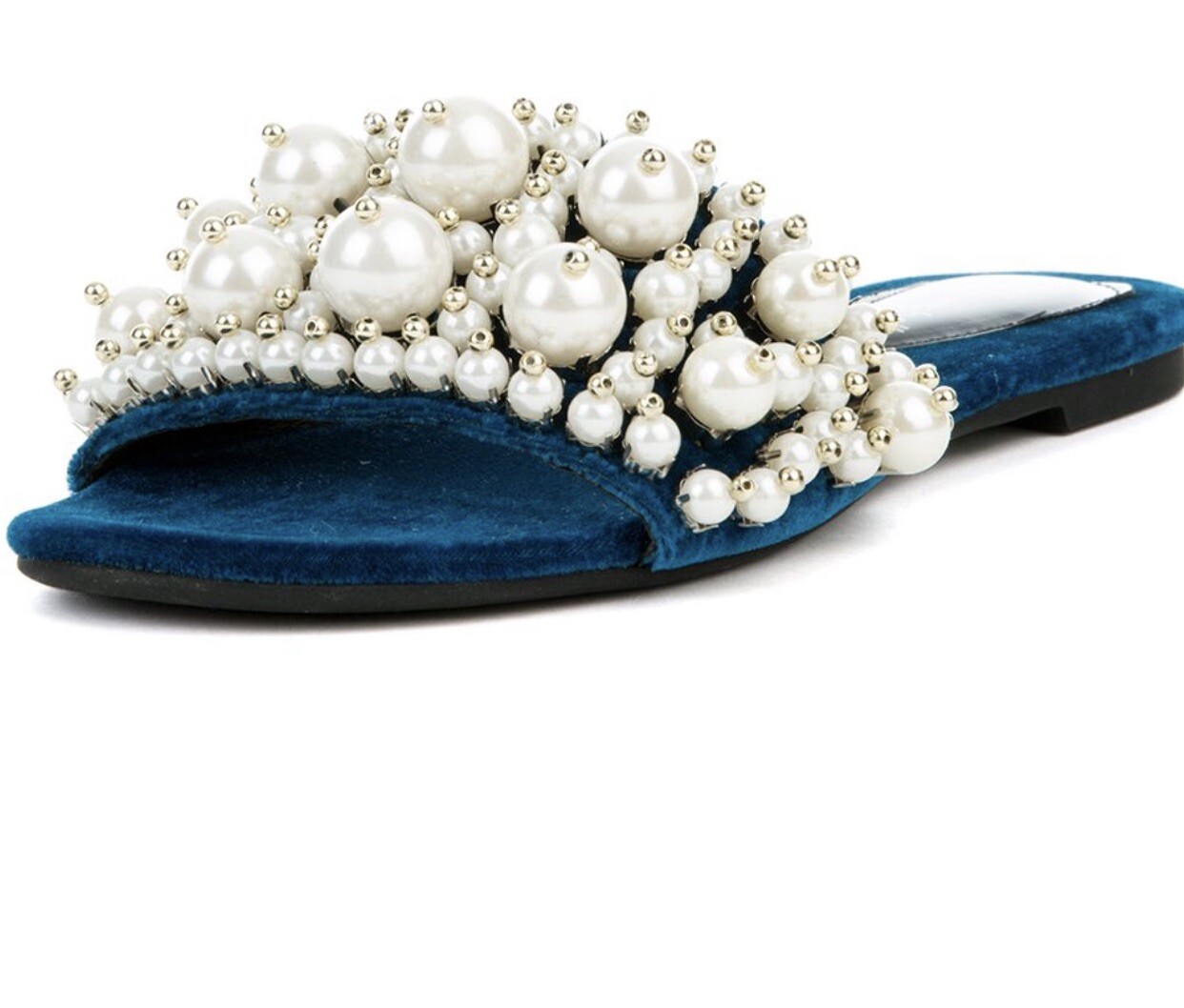 Woman's 10 Free People Pixie Pearl Slide Sandals Blue Crushed Velvet New  Shoes | eBay