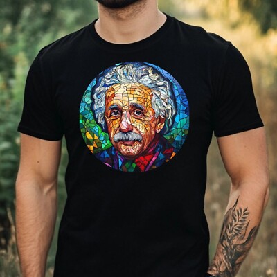 T-Shirt Herren Albert Einstein Buntglas Motiv Baumwolle Größe XS bis 5XL