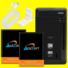 Long Endurance 2x 1700mAh Battery Charger USB Cable for ZTE Blade A110 A112 A410