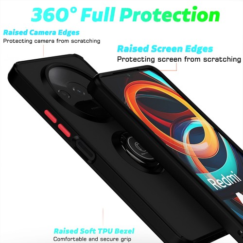 For XiaoMi RedMi A3, Luxury Hybrid Armor Ring Holder Magnetic Hard Case Cover - 第 4/21 張圖片
