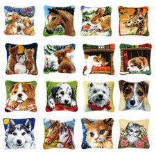 DIY Rabbit Cat Dog Wolf Latch Hook Kit Rug Pillowcase Cushion Embroidery Carpet