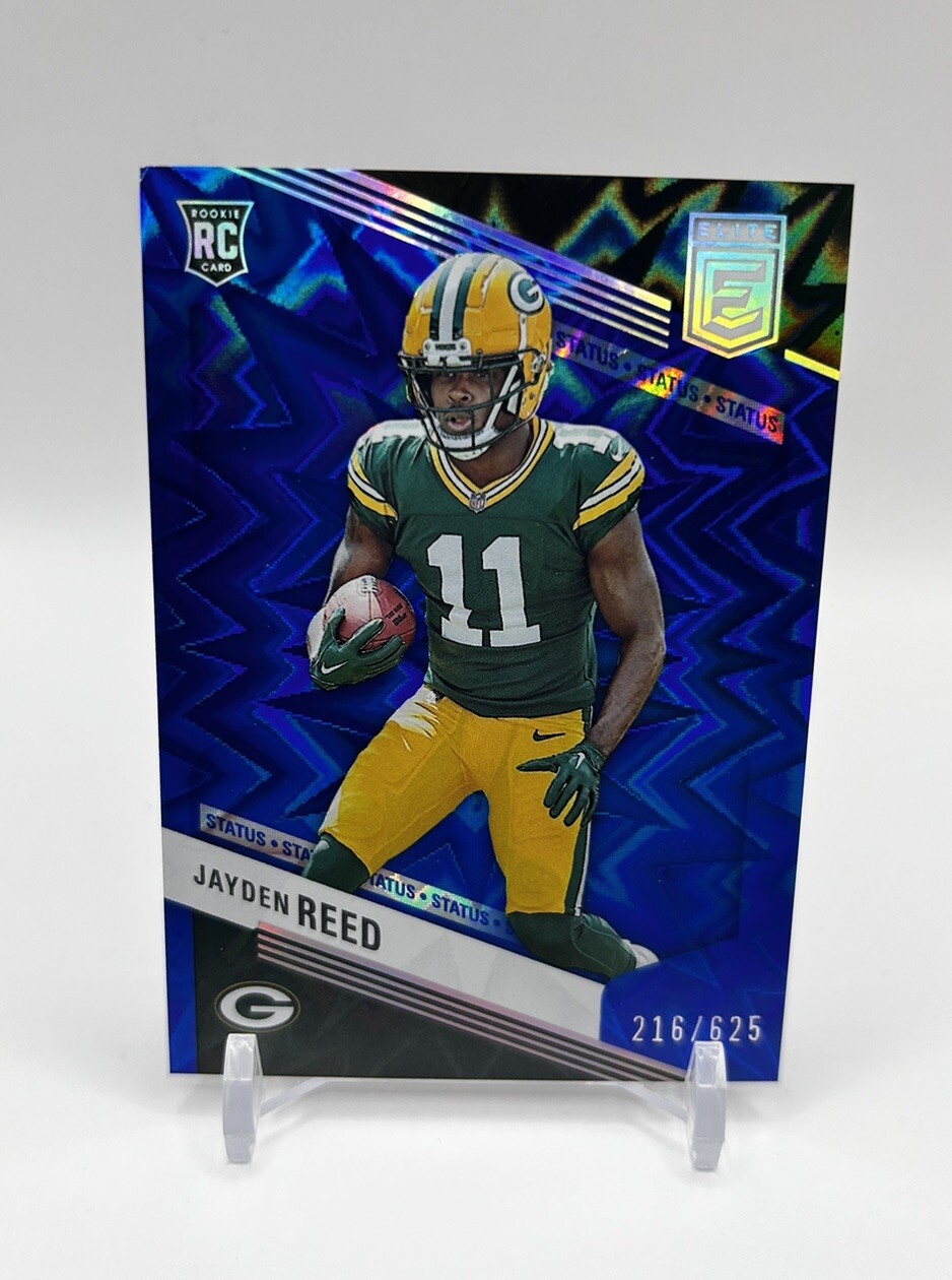 2023 Donruss Elite Football Jayden Reed Blue Status /625 #153 Rookie Packers