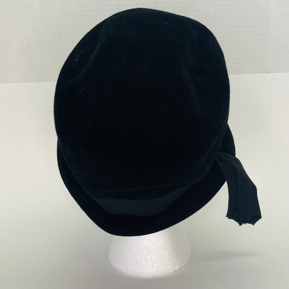 Sombrero de cubo Peachbloom Merrimac de colección para mujer cuerpo de terciopelo negro 22 hecho en unión Foto 4 de 4