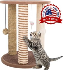 Poste Rascador Para Gatos, 3 Postes Rascadores Con Area De Juego Con Base NUEVO.