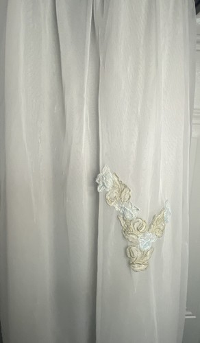 Retro Aristocraft Blue Size Medium Midi Sheer Nightgown Embroidered Nylon Lace - Picture 8 of 12