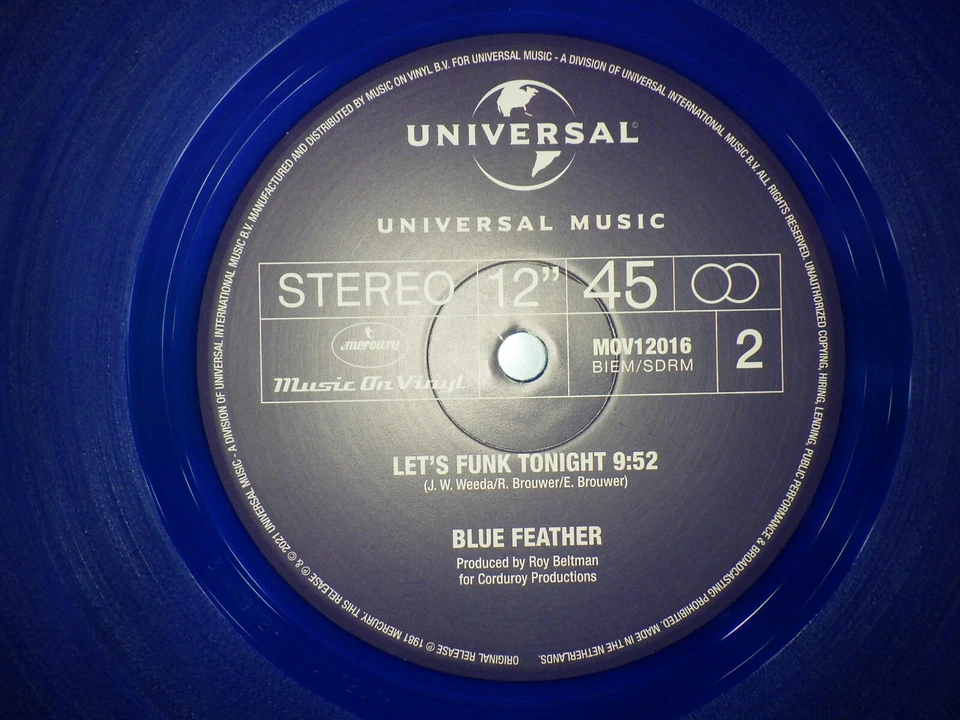 Blue Feather ‎– Call Me Up / Let's Funk Tonight maxi funk neuf 12" vinyl bleu - Photo 4/4
