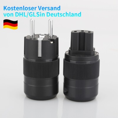 Paar  Rhodiniert EU Schuko stecker Highend Netzstecker Hifi audip Power Plug DIY