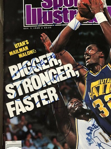 KARL MALONE SIGNED 1988 SPORTS ILLUSTRATED MAILMAN UTAH JAZZ NBA PREVIEW JSA COA - Picture 2 of 7