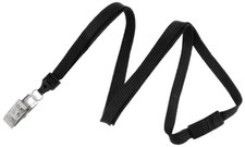 Black 3/8" Breakaway Lanyard with Nickel-Plated Steel Bulldog Clip - 1 qty