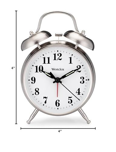 -Big Ben Twin Bell Alarm Clock | Loud Alarm Clock for Heavy Sleepers | Silver - Picture 8 of 8