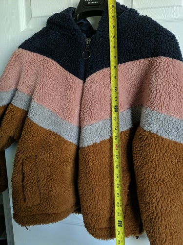 Sherpa-Jacke mit Reißverschluss und Colorblocking-Kapuze für Damen - Wild Fable Rust/Rose/Navy M - Bild 9 von 9