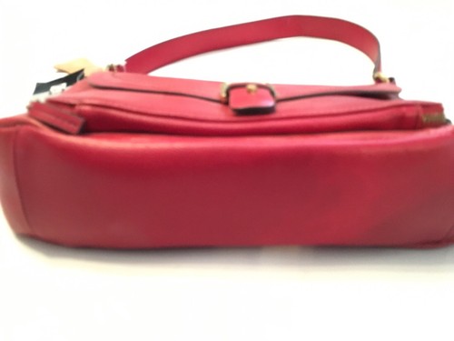 NWT Red Pebbled Leather Handbag Purse Shoulder Satchel Giani Bernini Flap Pocket - Picture 3 of 10