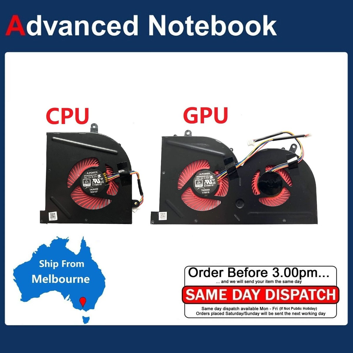 CPU GPU Cooling Fan MSI GS63VR GS73VR 6RF 7RF MS-17B1 Stealth Series Laptop  #13