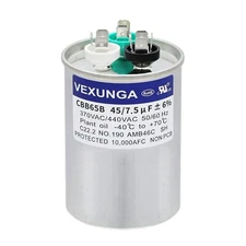 VEXUNGA 45/7.5 uF 45+7.5 MFD 370V or 440V Dual Run Start Round A/C Capacitor CBB