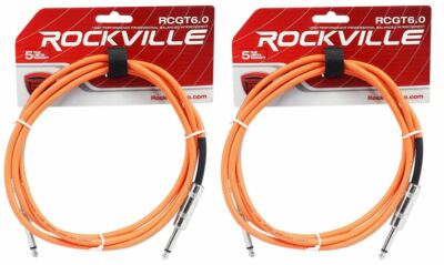 2 Rockville RCGT6.0O 6'  1/4'' TS to 1/4'' TS Guitar/Instrument Cable