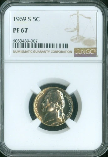 1969 S Jefferson Nickel NGC PF67 Quality