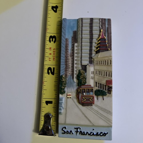 San Francisco Magnet Winter Scene Trolley Snow 3.5” - Picture 3 of 4