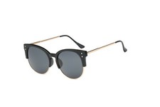 Round Mirrored Flat Lens Half Frame Sunglasses