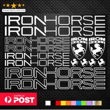 IRON HORSE - 14 Vinyl Decals Stickers Sheet Bike Frame Cycle Cycling Bicycle
