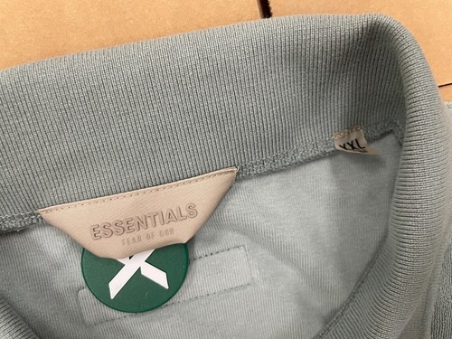 FEAR OF GOD ESSENTIALS SS S/S TERRY POLO SYCAMORE MINT GREEN BLUE SZ XXL - Picture 3 of 3