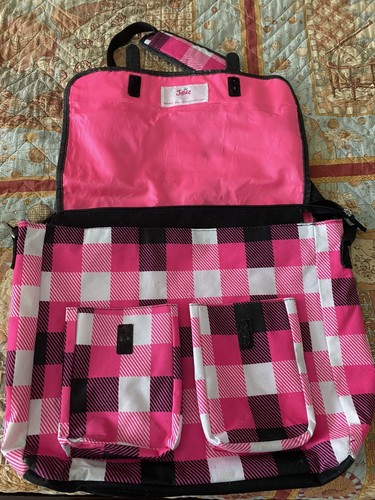 Justice Tote Messenger Computer Shoulder Crossbody bag Pink - Picture 3 of 5