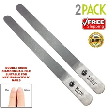 DOUBLE DUAL SIDED STAINLESS STEEL METAL NAIL FILE MANICURE PEDICURE SPA TOOL 2X