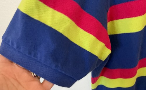 Vintage Ralph Lauren Polo Shirt Stripes Mens XL Pony Blue Red Yellow - Picture 3 of 7