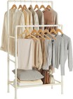 SONGMICS Clothes Rack Clothing Rail 2 Rails Organiser Easy Assembly White