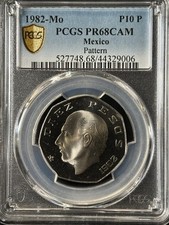 1982 10 Pesos México Pattern Proof PR68 CAM PCGS Ultra Rarity