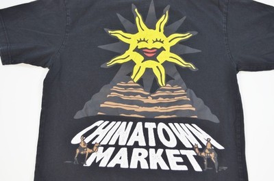 Chinatown Market Sun Black Smile Smiley Face Small Camel Short Sleeve Shirt