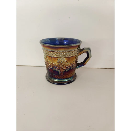 Fenton Blue Carnival Glass mug orange tree pattern early 20th century