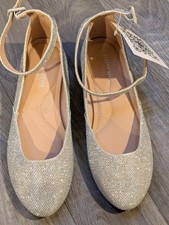 Womens Slip On Pumps Ladies Glitter Dressy Dolly Shoes Bridal Ballet