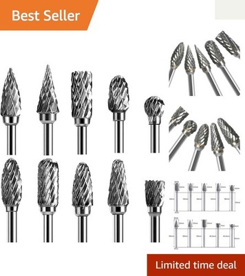 Tungsten Steel Rotary Burr Set - 1/8'' Shank for Precision Woodworking & Drilling
