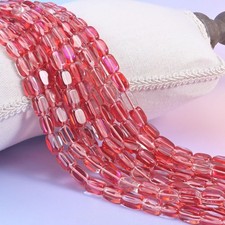 Red Mystic Aura Rectangle Glass Beads: Iridescent Jewelry Making, 15 Inch Strand