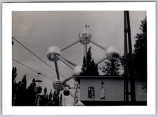 Vtg B&W Snapshot Iconic Atomium Brussels Architecture 1950s