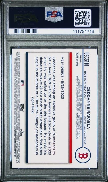 2024 Topps Chrome Update Sapphire Ceddanne Rafaela Rookie Debut🔥PSA 10🔥POP 4🔥 - Image 2 of 2