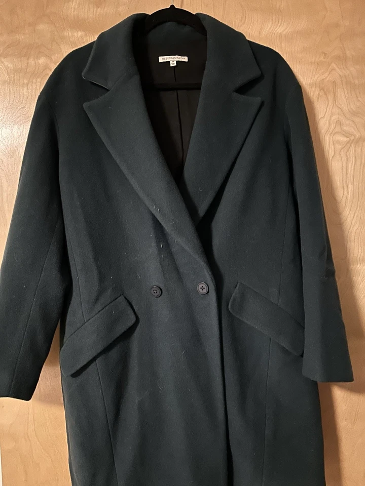 Rebecca Minkoff Women's Dark Green Wool Peacoat Trench Size Medium - Image 4 of 4