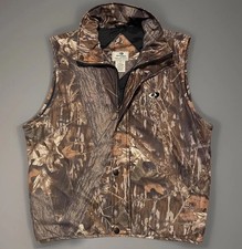 VTG Mossy Oak Camouflage Camo Vest Fleece Hunting Insulated Full Zip 90s - Large